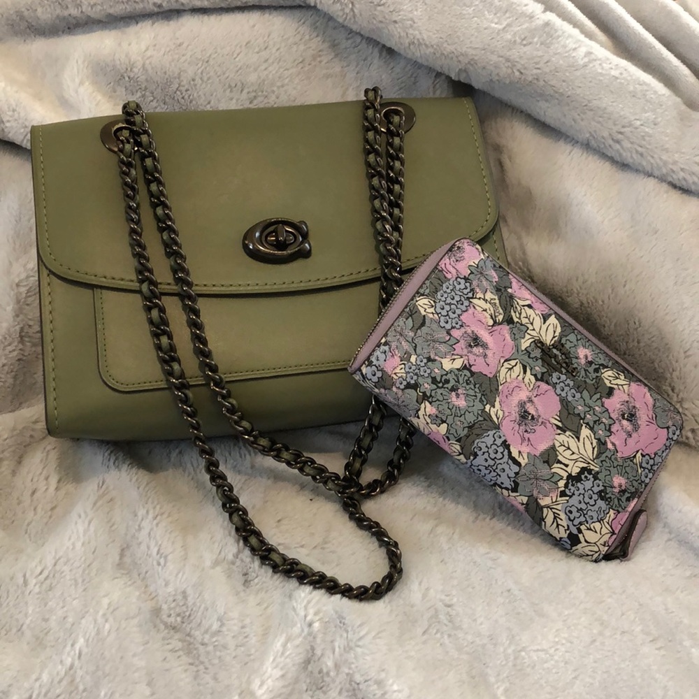 Coach Olive Green Leather Shoulder Bag